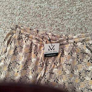 New Michelle Mae Leaf Print Pants - Cream, Yellow, Black